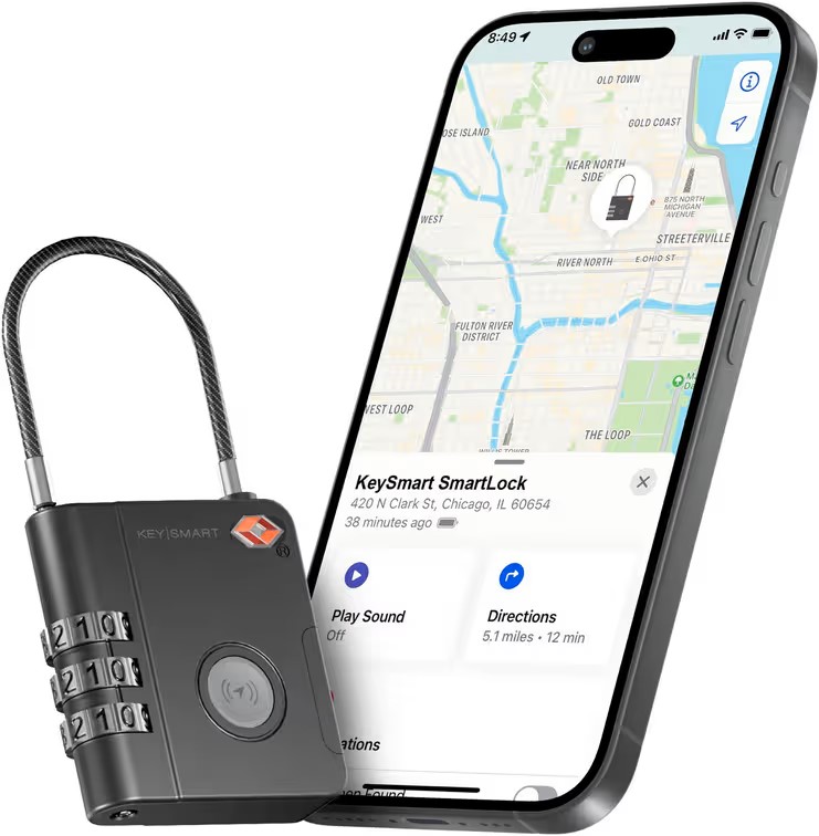 [KS520-BLK] KeySmart SmartLock TSA Approved Find My Lock