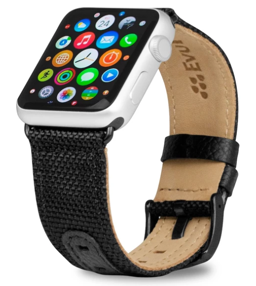 [WB-A13-42-D16] Evutec Apple Watch Band 45mm/44mm/42mm/Ultra Northill (Black/Black)