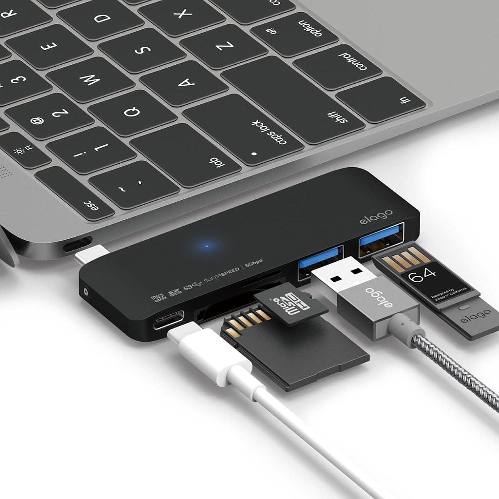 [ECA-USBC2-HB-BK] Elago Aluminum Charging Multi Hub USB-C (Black)