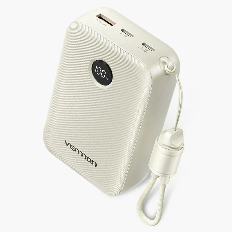 Vention Power Bank 20000mAh (USB-C + USB-C/USB-C/USB-A) with Built-in USB-C to USB-C Cable 22.5W