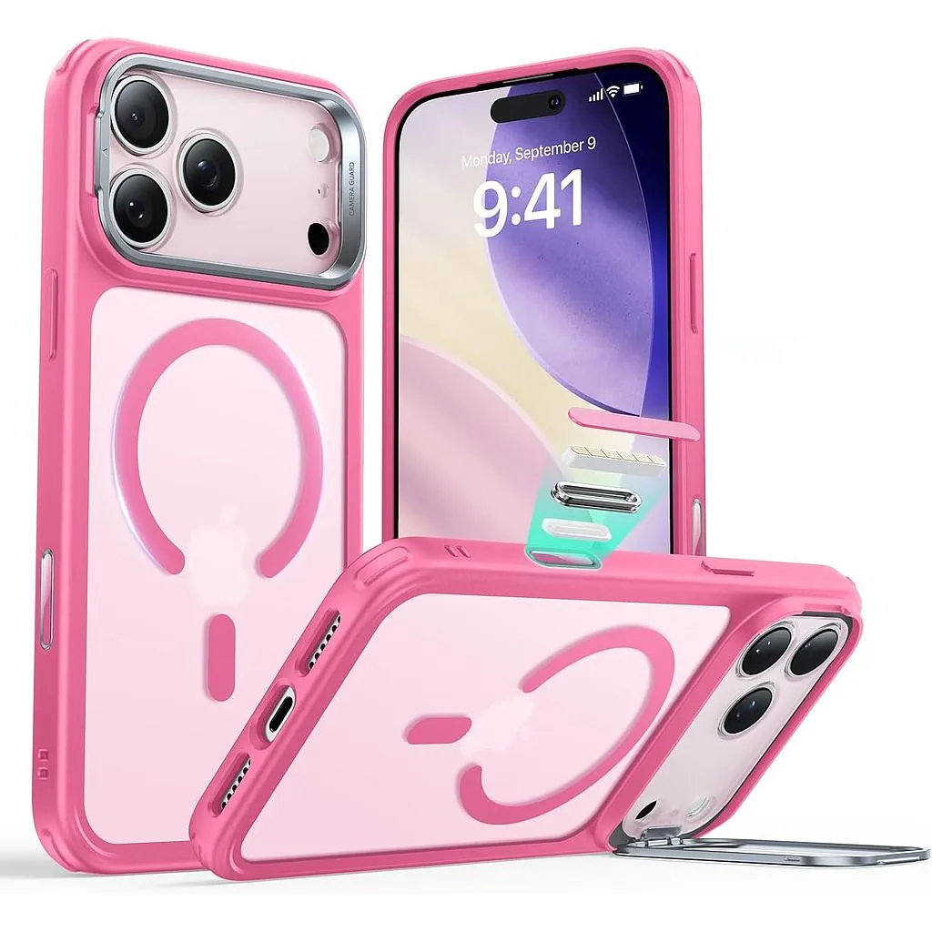 ESR iPhone 18 Pro/17 Pro HaloLock Classic Hybrid Case with Stash Stand (Camera Control Button) Case