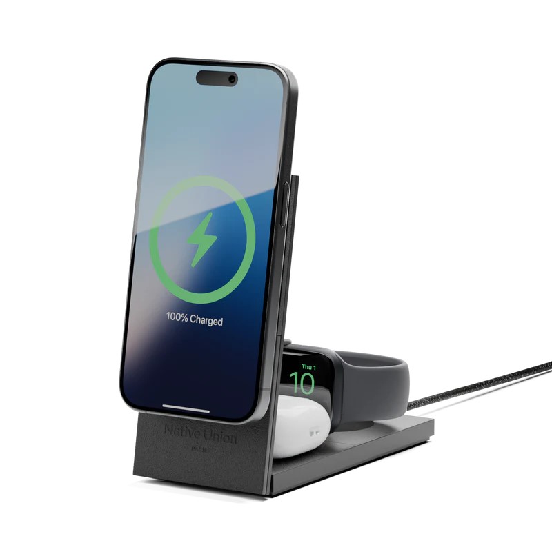 [RS-3IN1-BLK-INT] Native Union Rise 3-IN-1 Wireless Charger INTL (black)