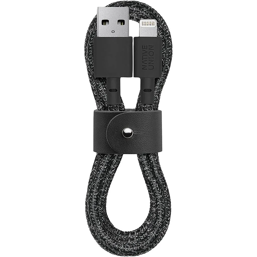 [BELT-L-CS-BLK-2-NP- OP] Native Union Belt Cable - USB A to Lightning 1.2M - (Online Packaging) (Cosmos Black)