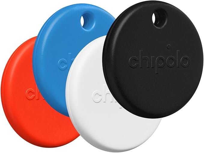 [RWS.0000008] Chipolo POP 4 Pack - Tracker for Apple/Android Find My (Black, Red, White, Blue)
