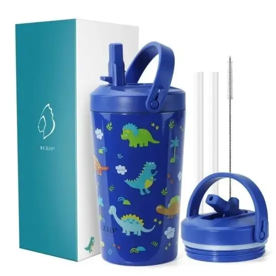[X003FJAYCX] Buzio Kids Tumbler with Straw Lid 500ML (Dinosaur)