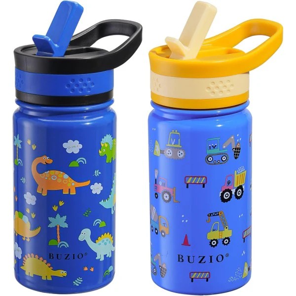 Buzio Kids Bottle with Straw Lid | 2 Pack 500ML