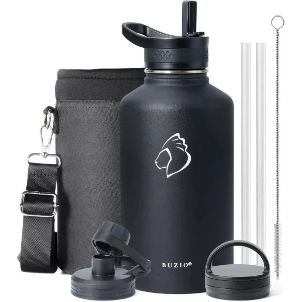 Buzio Trio Series Water Bottle with 3 Lids and Sleev 1.9L