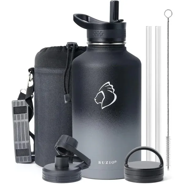 Buzio Trio Series Water Bottle with 3 Lids and Sleev 1.9L