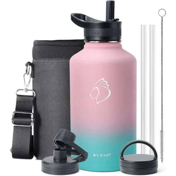 Buzio Trio Series Water Bottle with 3 Lids and Sleev 1.9L