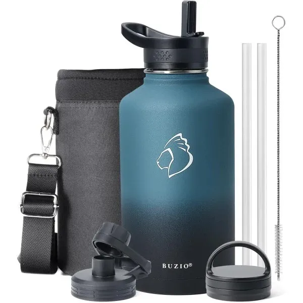 [X00494STLB] Buzio Trio Series Water Bottle with 3 Lids and Sleev 1.9L (Indigo Crush)