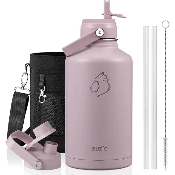 Buzio Duet Series Water Bottle with 2 Lids and Sleeve 1.9L