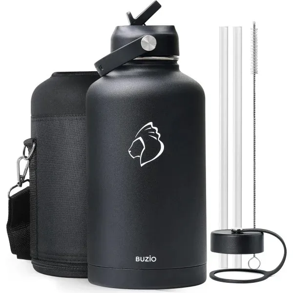 Buzio Duet Series Water Bottle with 2 Lids and Sleeve 1.9L