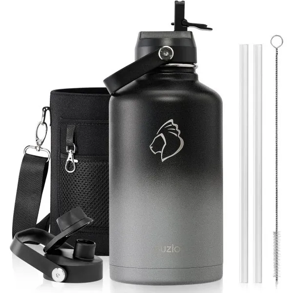 Buzio Duet Series Water Bottle with 2 Lids and Sleeve 1.9L