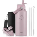 Buzio Duet Series Water Bottle with 2 Lids and Sleeve 1L