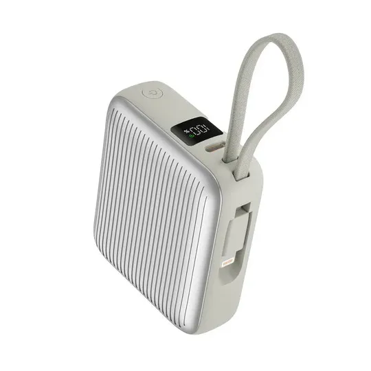 [NS10S] Lzel Mini Power Bank Neurode Sync PD 10000mAh 22.5W Built-in-Cable (Silver)