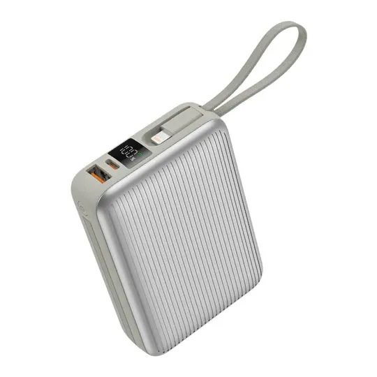 [NS20S] Lzel Mini Power Bank Neurode Sync 20000mAh PD 22.5W Built-in-Cable (Silver)