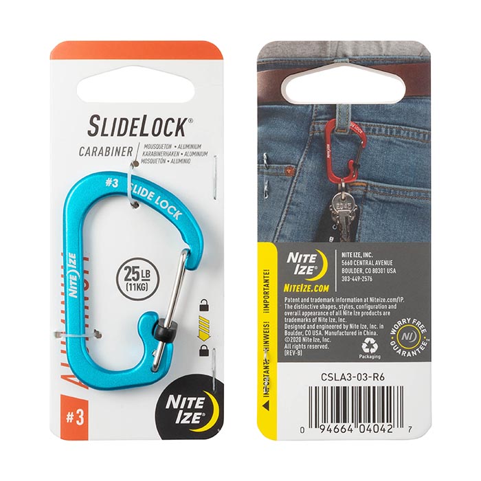 [CSLA3-03-R6] NiteIze SlideLock® Carabiner Aluminum #3 - Blue