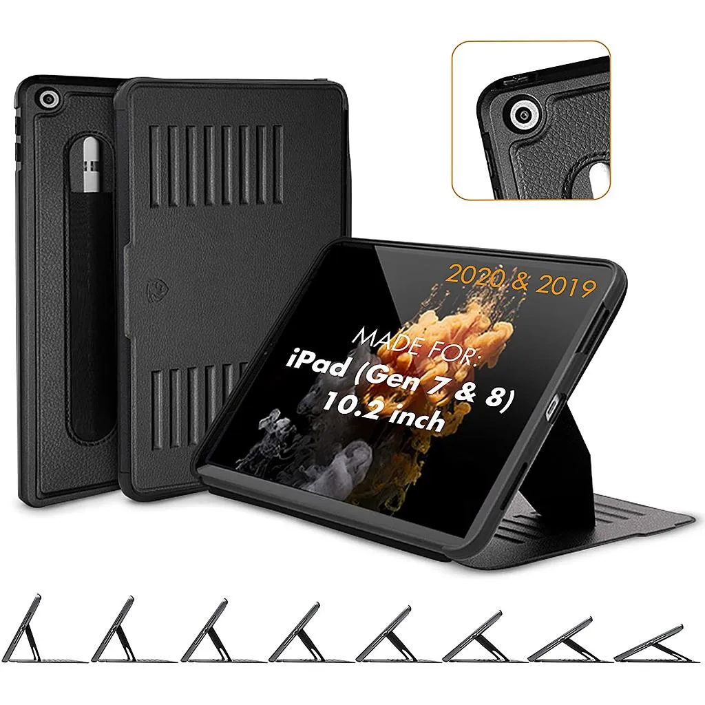 [ZG-M-102BLK-OP] Zugu iPad 10.2" (7th,8th & 9th Gen) Muse Case - Black - (Online Packaging)