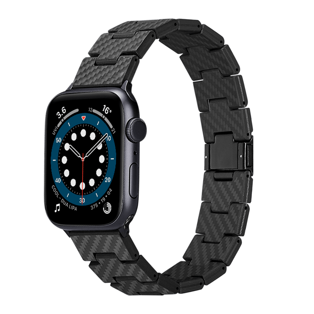 [AWB1004] Pitaka Apple Watch 42/44/45mm/Ultra Retro Karbon Link Bracelet Band - Carbon Fiber