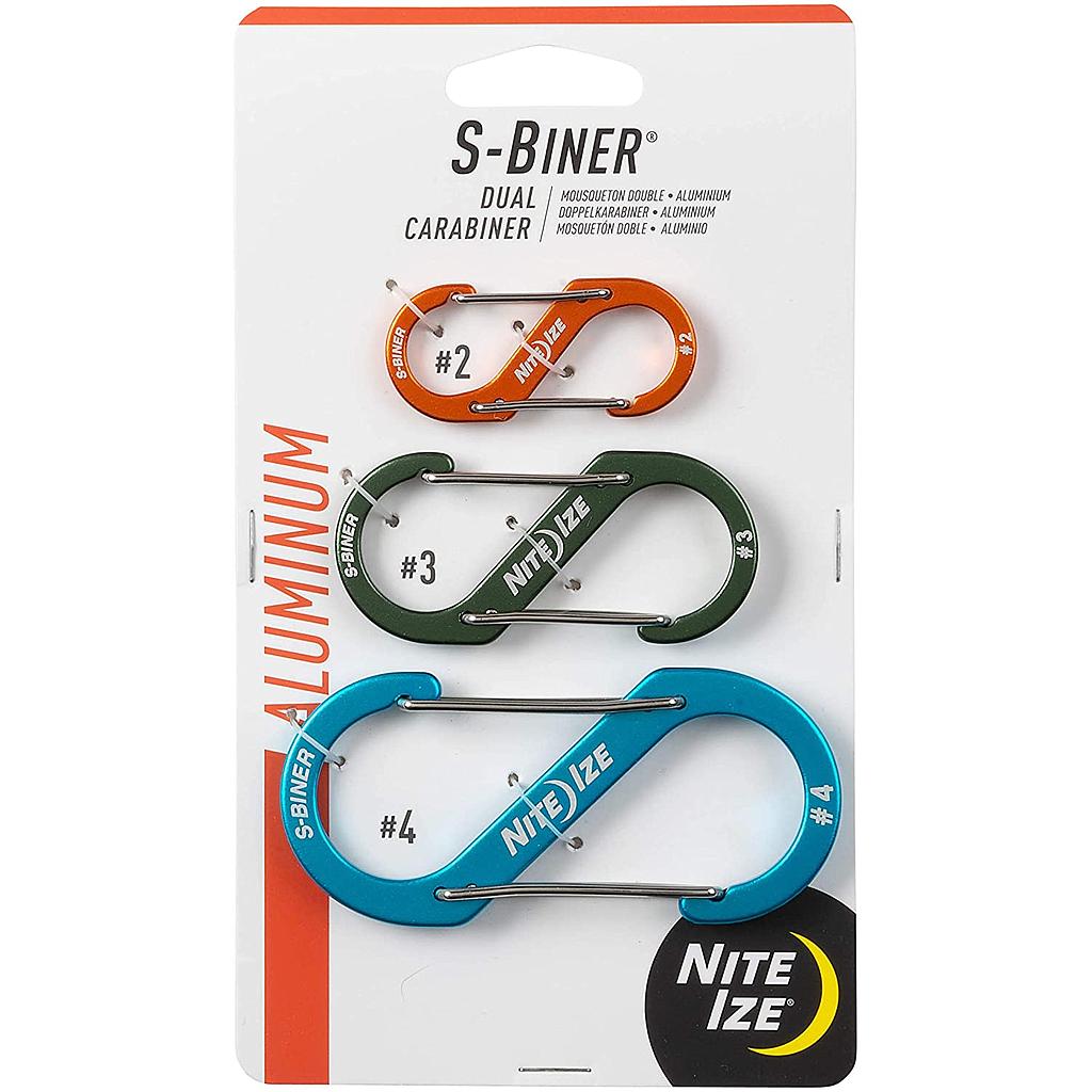 [SBA234-A2-R6] NiteIze S-Biner Aluminum Dual Carabiner - 3 Pack - Assorted