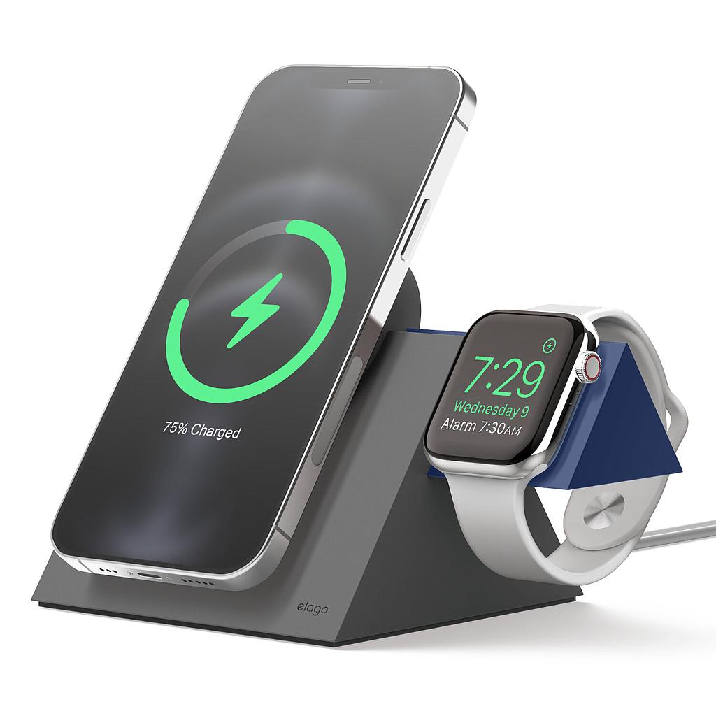 [EMSST5-DUO-DGYJIN] Elago MagSafe Charging MS5 Duo (Compatible with MagSafe Charger & Apple Watch Charger) - Dark Grey / Jean Indigo