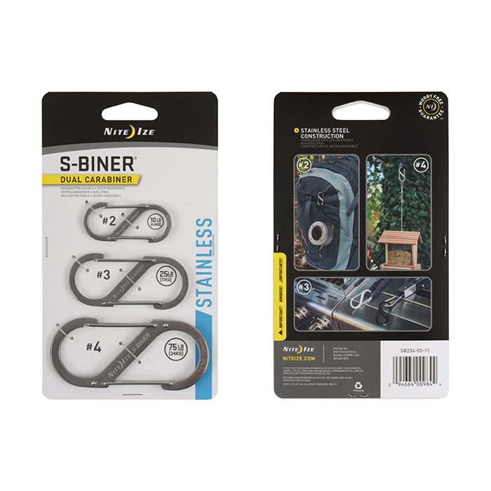[SB234-03-11] S-Biner® Stainless Steel Dual Carabiner-Stainless