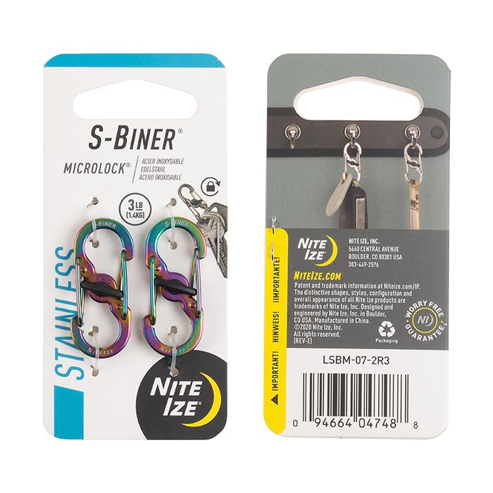 [LSBM-07-2R3] NiteIze S-Biner® MicroLock® Stainless Steel - 2 Pack - Spectrum