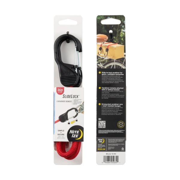 [BSL24-10-R3] Niteize SlideLock® Carabiner Bungee - 24 in. - Red