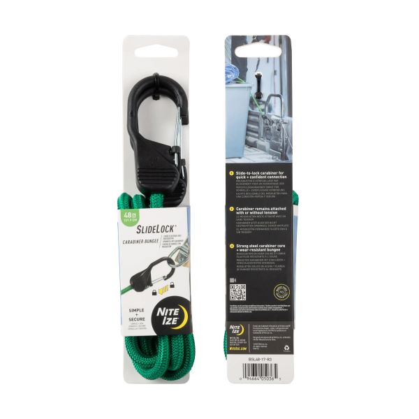 [BSL48-17-R3] Niteize SlideLock® Carabiner Bungee - 48 in. - Green