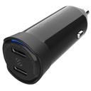 Scosche Powervolt 60W Certified Dual Usb Type-C + Type-C Fast Car Charger Power Delivery 3.0 With Pps For  Smartphones Usb-C Devices - Black