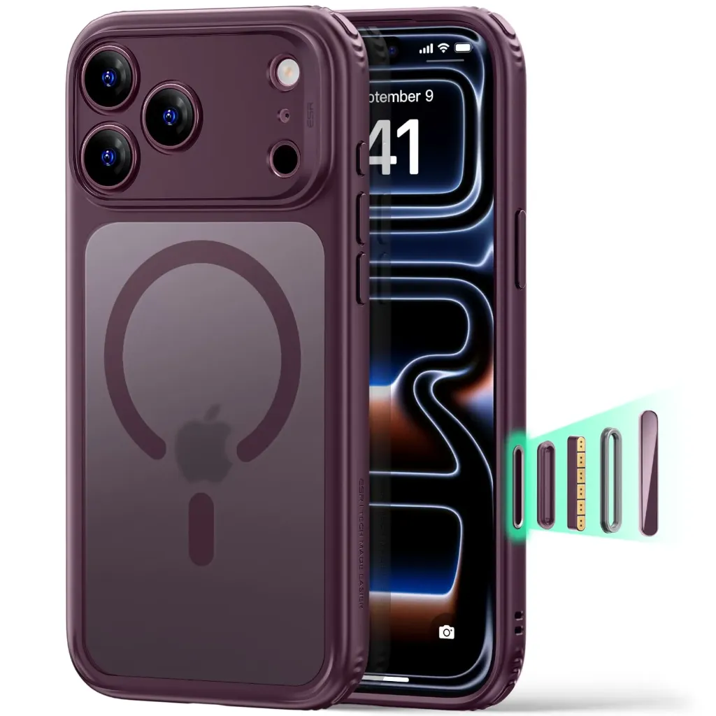 [1A864022] ESR iPhone 18 Pro Max/17 Pro Max Halolock Classic Hybrid (Camera Control Button) Case (Frosted Red)