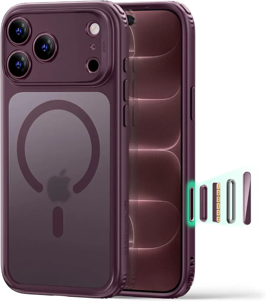 [1A863022] ESR iPhone 18 Pro/17 Pro Halolock Classic Hybrid (Camera Control Button) Case (Frosted Red)