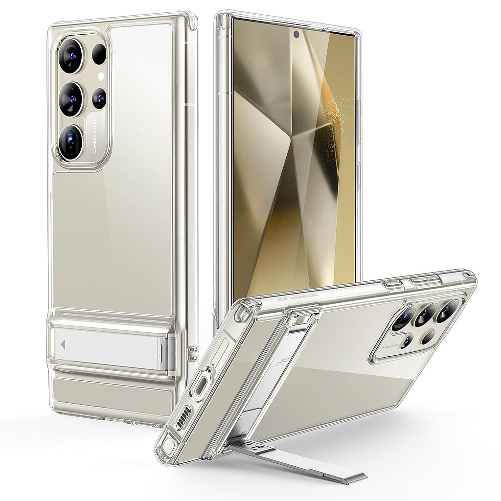 [1A7090102] ESR Samsung Galaxy S24 Ultra Air Shield Boost Metal Kickstand+Hard PC Back + Flexible Bumper Protective Case (Clear)