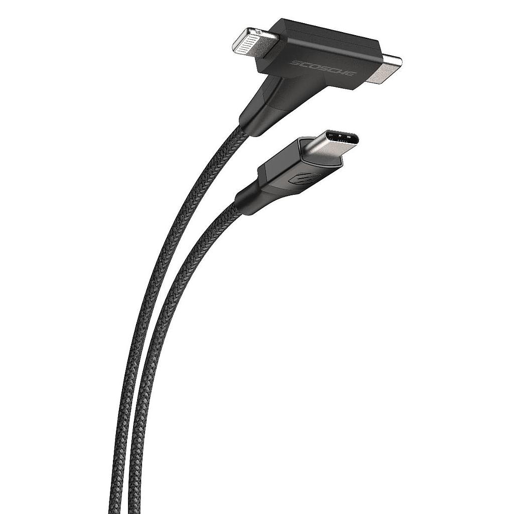 [CCi4B4T-SP] Scosche StrikeLine™ HH 2-in-1 USB-C to C®/Lightning™ Cable (Black)