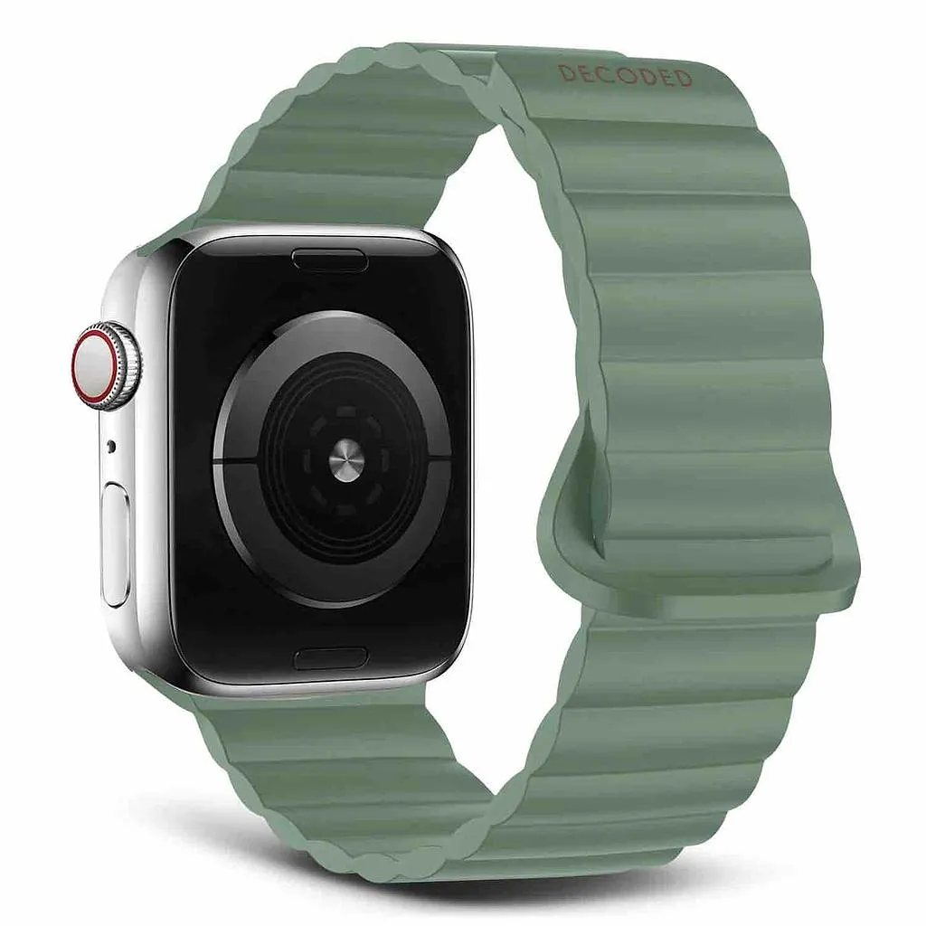 [D24AWS45TSL4SSF] Decoded Apple Watch 49/45/44/42 mm Gen 1-12-SE Silicone Magnet Traction Loop Strap Lite (Sage Leaf Green)