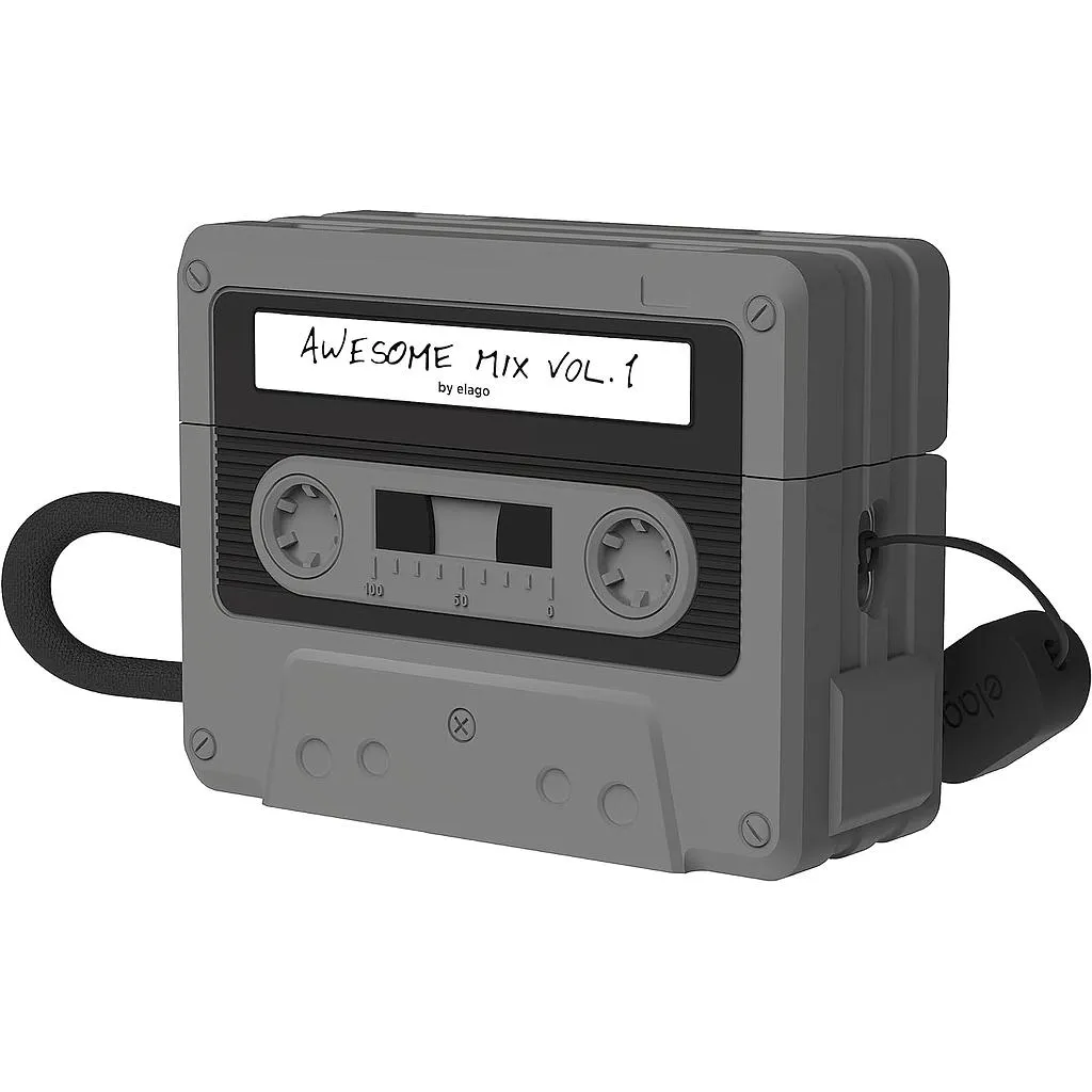 [EAPP2TAPE-BK+STR-BK] Elago AirPods Pro 2 (With Strap) Cassette Tape Case (black)