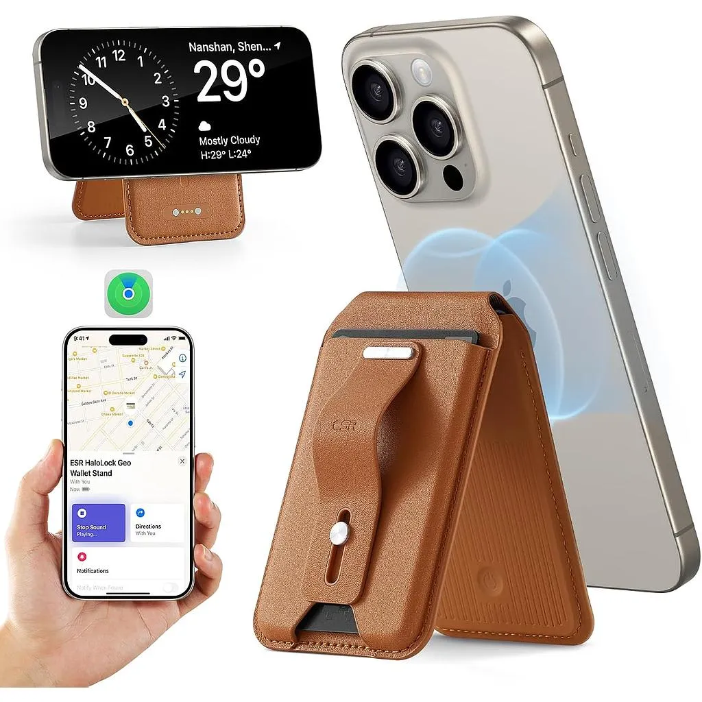 [2K6090201] ESR Magsafe FindMy Wallet Grip Stand (Caramel Brown)