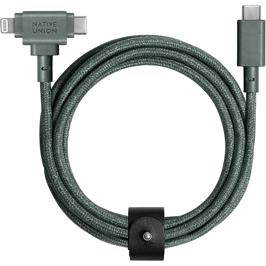[BELT-CCL-GRN-NP] Native Union Belt Cable Duo Type C-C-Lightning 1.5m (slate Green)