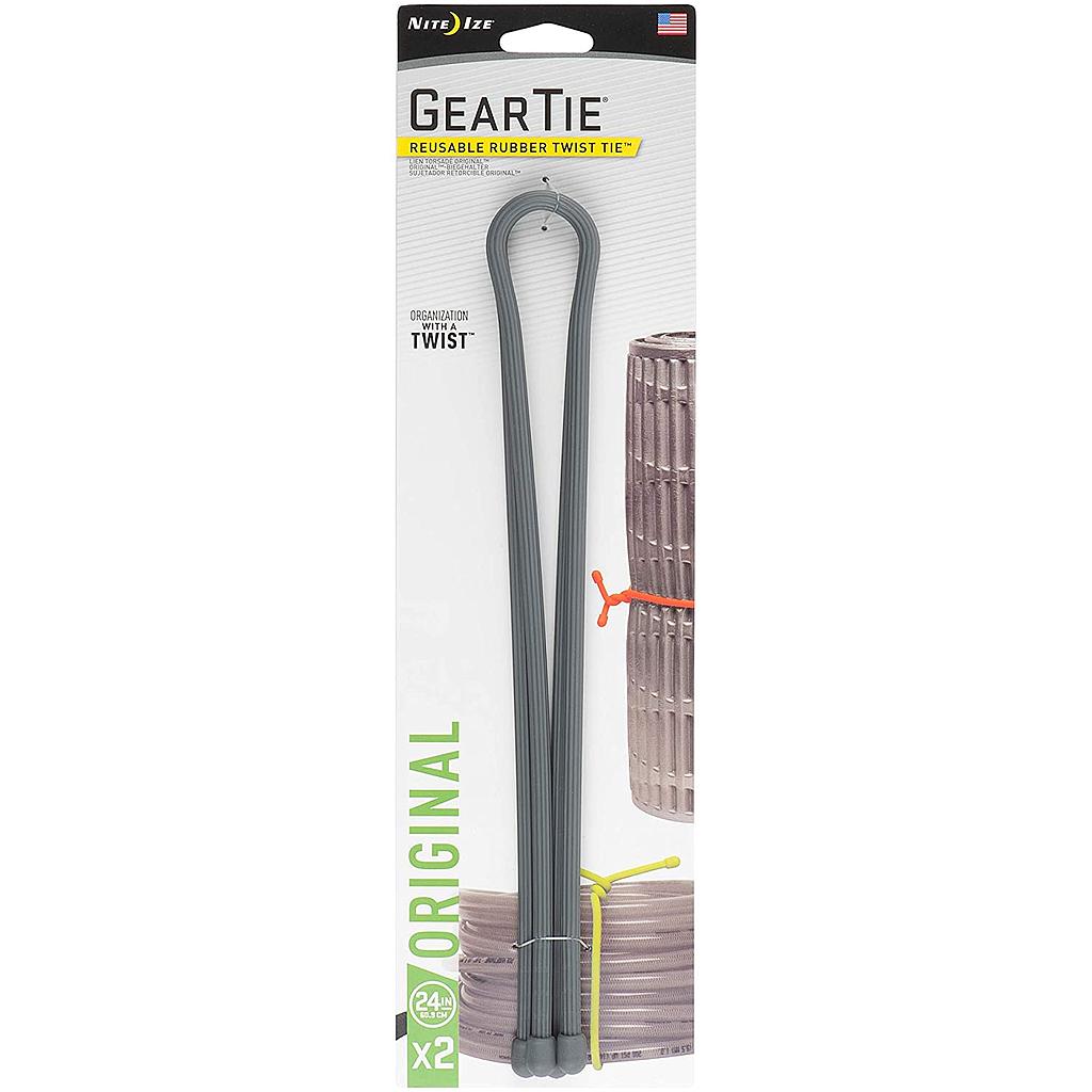 Niteize Gear Tie® Reusable Rubber Twist Tie™ 24 in. - 2 Pack - US (Gray)