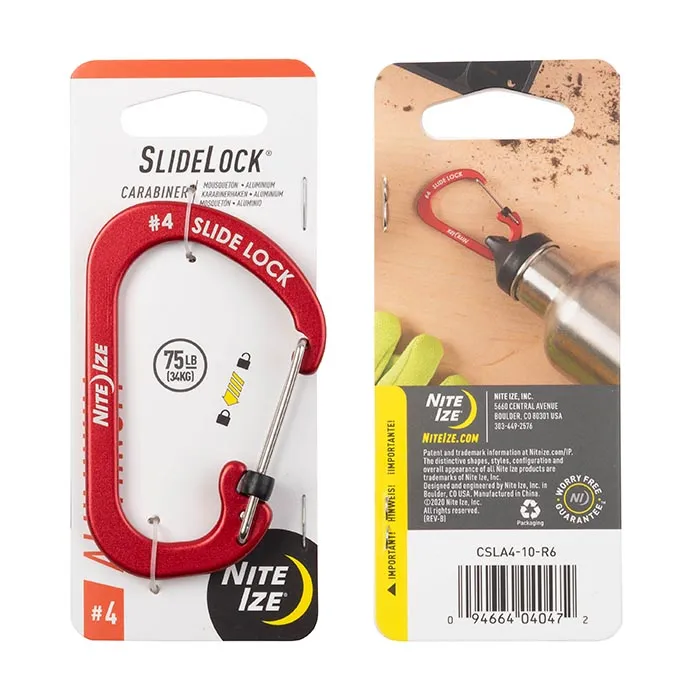 [CSLA4-10-R6] NiteIze SlideLock® Carabiner Aluminum #4 (Red)