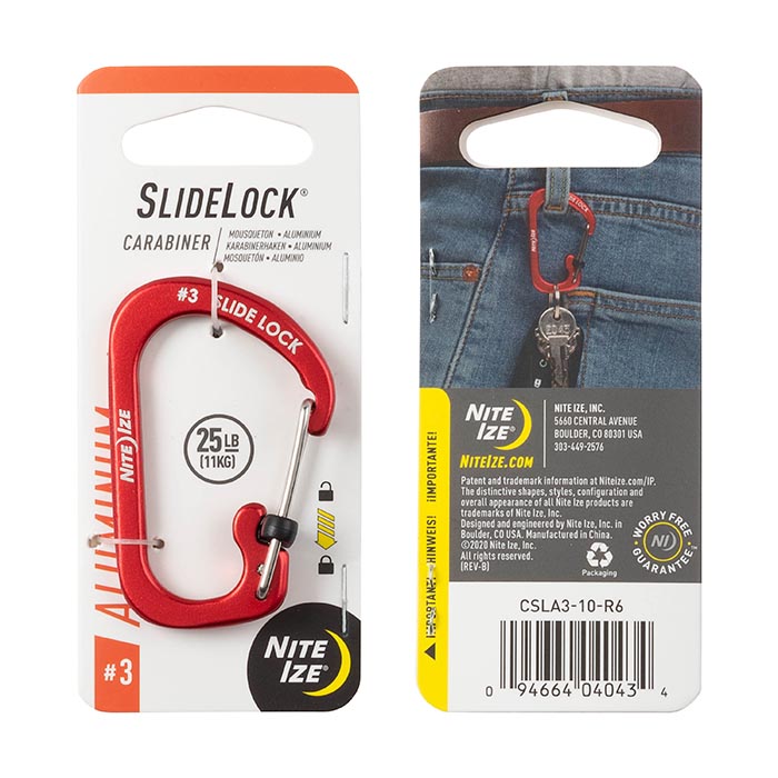 [CSLA3-10-R6] NiteIze SlideLock® Carabiner Aluminum #3 (Red)