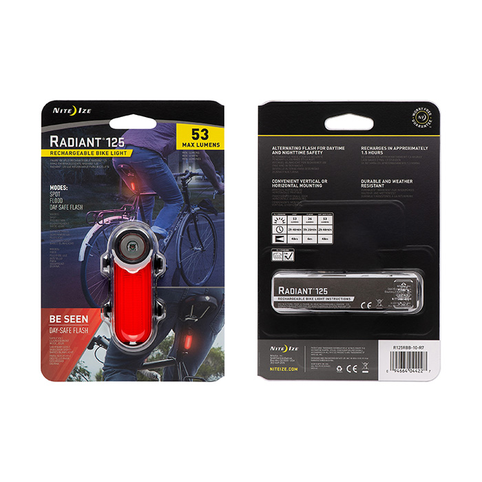 [R125RBB-10-R7] Niteize Radiant® 125 Rechargeable Bike Light (Red)