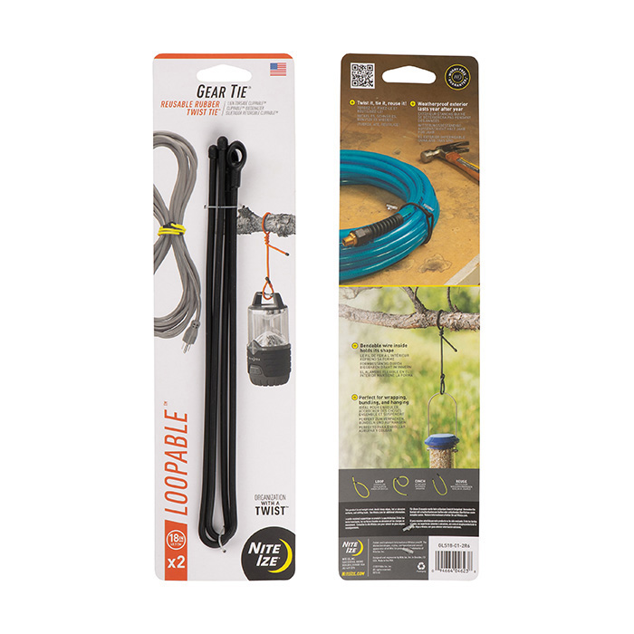 [GLS18-01-2R6] NiteIze Gear Tie® Loopable™ Twist Tie 18 in. - 2 Pack (Black)