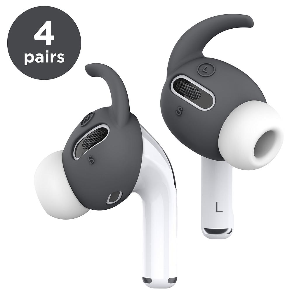 [EAPP-BUDSHK-DGY] AirPods Pro Earbuds Hook Cover [4 Pairs: 2 Large + 2 Small] (Dark grey)