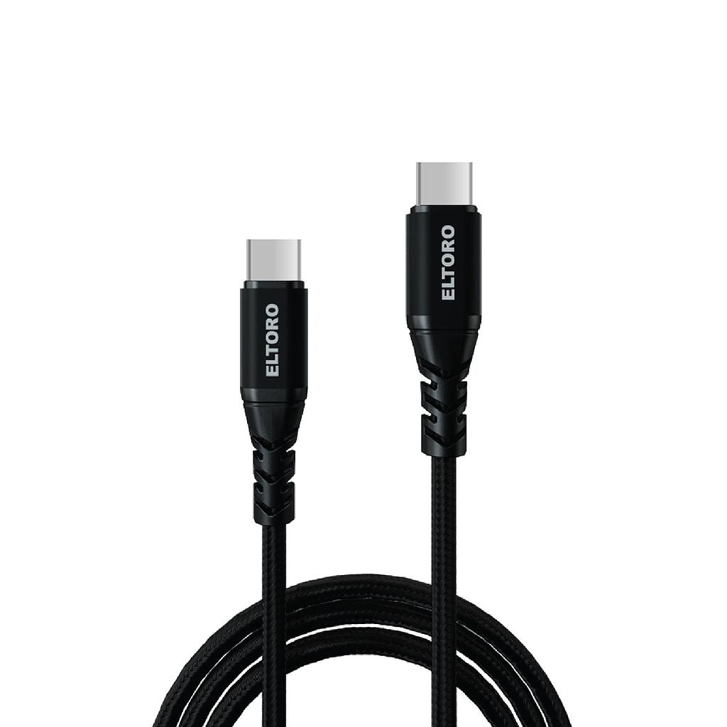 [ETKVCC60W-BLACK] Eltoro Kevlar Cable USB-C to USB-C 60W - 1M with Nylon PP Yarn Jacket - Black