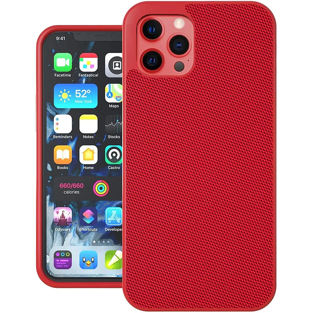 [AP-20M-MT-B02] Evutec iPhone 12 / iPhone 12 Pro Ballistic Nylon Case with AFIX+ Mount (Red)
