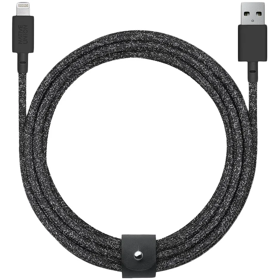 [BELT-L-CS-BLK-3-NP] Native Union Belt Cable XL - USB A to Lightning 3M (Cosmos Black)